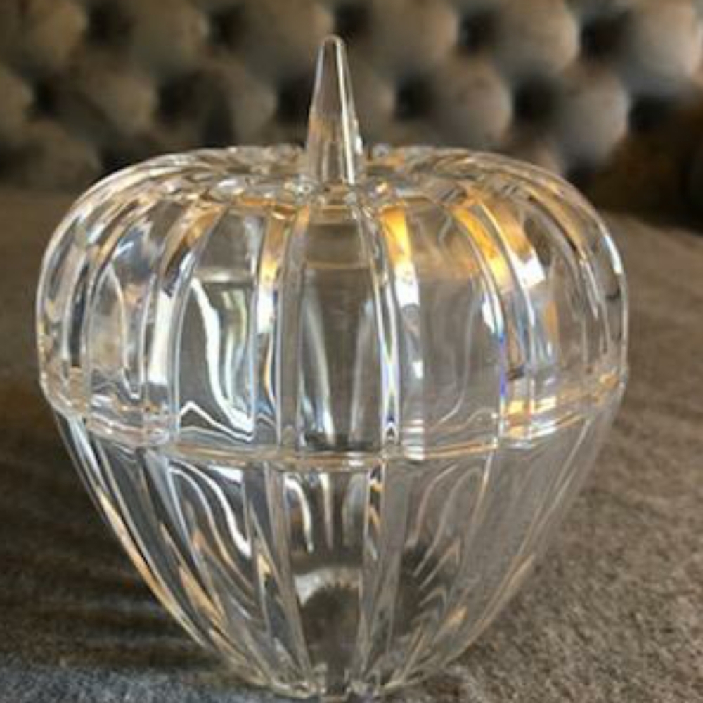 Vintage Crystal Clear Glass Deep Cut Trinket Box Candy Dish Crystal Clear Glass - Picture 2 of 12